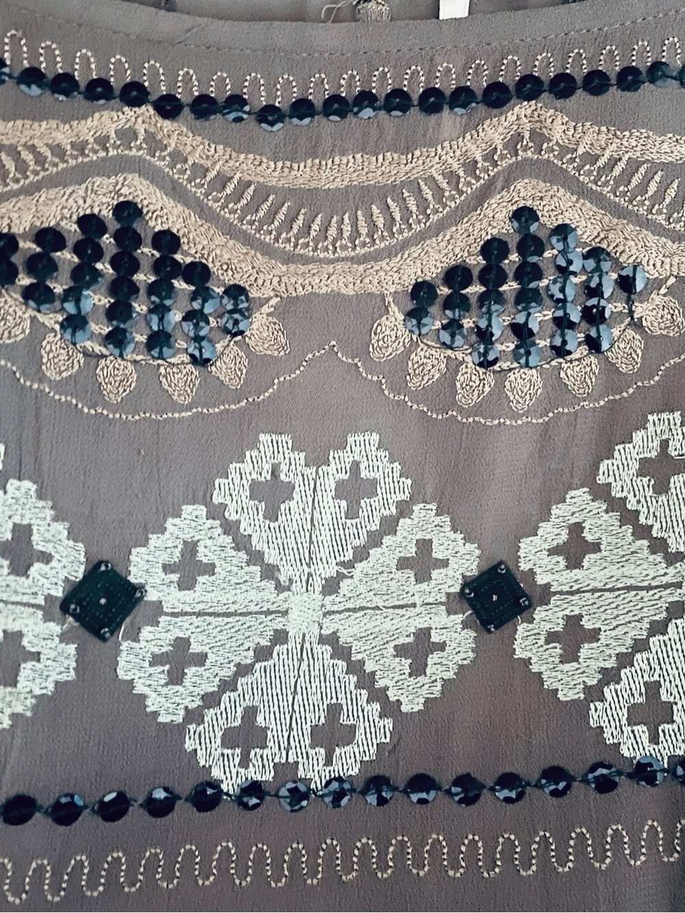 $398 Vintage Rare Free People Flared Sleeves Beadwork Embroidery Mini Dress XS/S - Picture 7 of 11